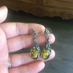 2 for 20 $ Sterling Silver Green Amber earrings